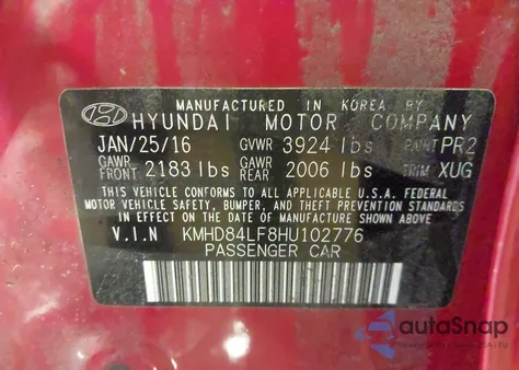 2017 Hyundai Elantra Se z USA, uszkodzony, nr VIN KMHD84LF8HU102776